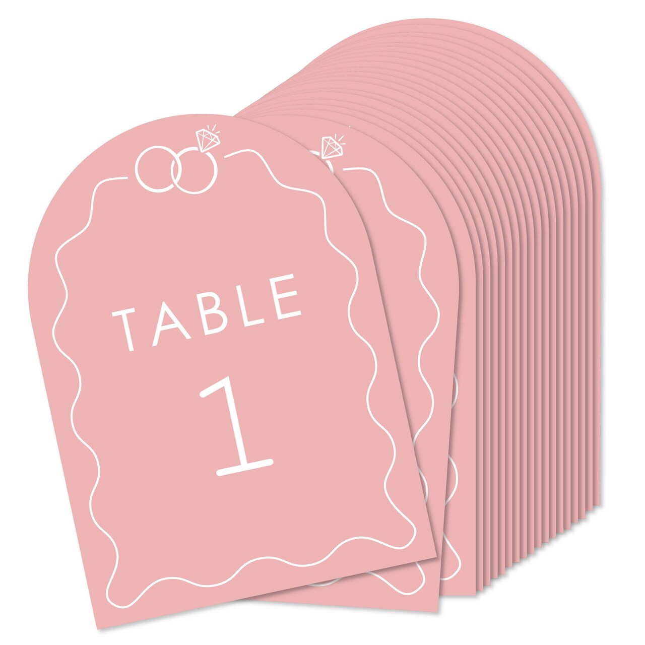 Big Dot of Happiness Pink Wedding Rings Table Numbers Centerpieces, Double-Sided 5 x 7 inches Cards, Table Numbers - 1-20